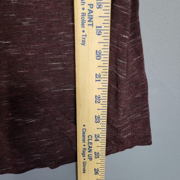 RXB Ruffle Top Womens XS Burgundy Heathered Stretches Flutter Sleeves - Picture 7 of 11